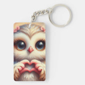 Mooie liefde hart uil sleutelhanger (achterkant)