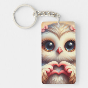 Mooie liefde hart uil sleutelhanger