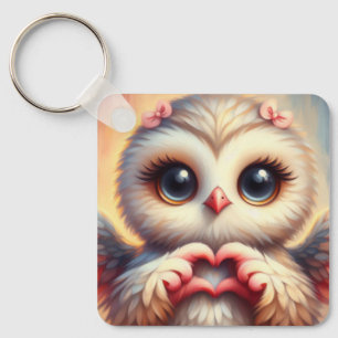 Mooie liefde hart uil sleutelhanger