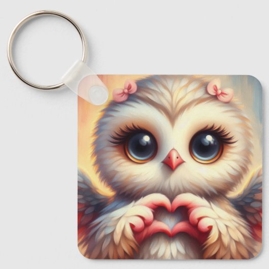 Mooie liefde hart uil sleutelhanger (Voorkant)
