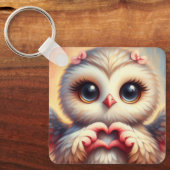 Mooie liefde hart uil sleutelhanger (Voorkant)