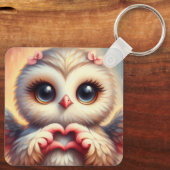 Mooie liefde hart uil sleutelhanger (Achterkant)