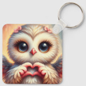 Mooie liefde hart uil sleutelhanger (Achterkant)