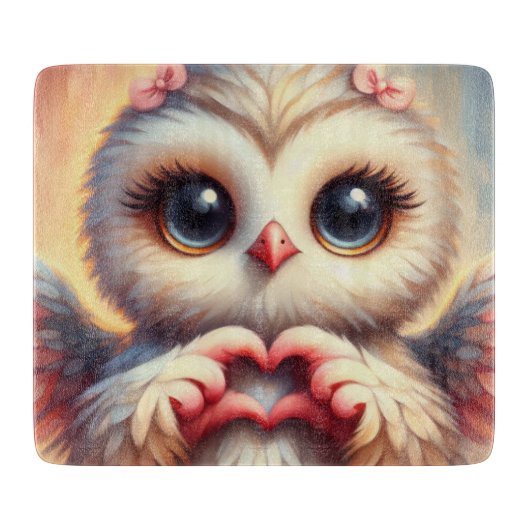 Mooie liefde hart uil snijplank (Voorkant)