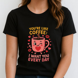 Mooie Liefde Koffie T-shirt; Grappig Koppel Waarde T-shirt