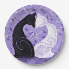 Mooie Liefde Paar Kat Papier Borden Papieren Bordje