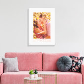 Mooie Liefde Script Roze Rand Trouwfoto Canvas Afdruk (Insitu (Woonkamer))