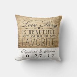 Mooie Liefde Verhaal Bruiloft Jubileum Kussen