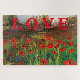 Mooie liefde voor papavers verspreidt de liefde legpuzzel