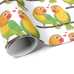 Mooie Liefdes Vogels Groen Gele Onverzettelijke Li Cadeaupapier