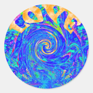 Mooie Lieve Blauwe Liefdesprint Flash vector kunst Ronde Sticker
