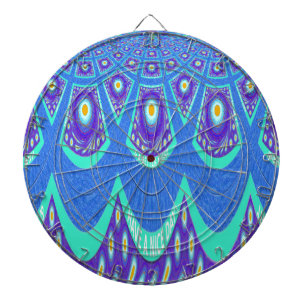 Mooie Lieve Cyaanblauwe batikprint vector kunst Dartbord