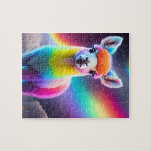 Mooie lieve kleurrijke Schattigee lama Legpuzzel (Horizontaal)