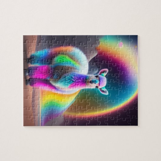 Mooie lieve kleurrijke Schattigee pluizige lama Legpuzzel (Horizontaal)