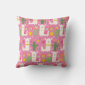 Mooie Lieve Llama's Groene Cactus Regenbogen Roze Kussen (Achterkant)