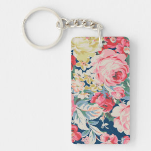 Mooie Lieve Moderne Bloeiende Bloemen Sleutelhanger