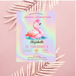 Mooie Lieve Roze Flamingo's Holografisch Kaart