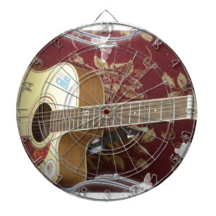 Mooie Lieve Vintage Gitaar op Afrikaans Motief Dartbord