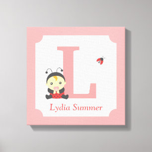 Mooie Lieveheersbeestje Baby Meisje Nursery Letter Canvas Afdruk