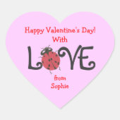 Mooie lieveheersbeestje gepersonaliseerde valentij hart sticker (Voorkant)