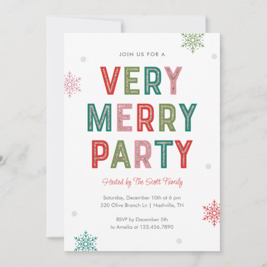 Mooie lijnen zeer vrolijk feest vakantie uitnodigi kaart (Voorkant)