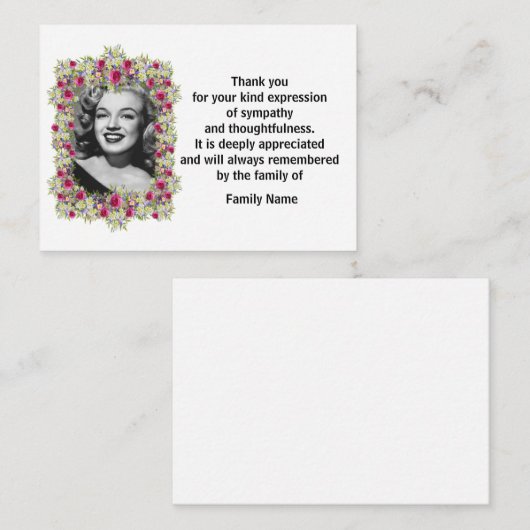 Mooie Lijst bloem na begrafenis bedankt Notitiekaartje (Voorkant / Achterkant)