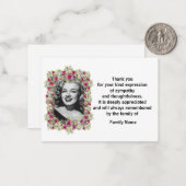 Mooie Lijst bloem na begrafenis bedankt Notitiekaartje (Voorkant / Achterkant in situ)