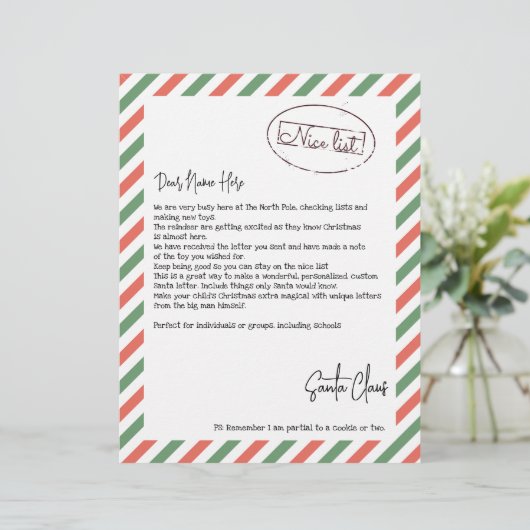 Mooie lijst brief van Santa gepersonaliseerd (Staand voorkant)