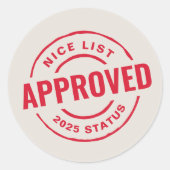 Mooie lijst goedgekeurd grappig leuke kerst ronde sticker (Voorkant)