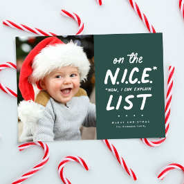 Mooie lijst grappige foto's met groene kerst feestdagenkaart