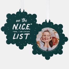 Mooie lijst grappige foto's met groene kerst ornament kaart