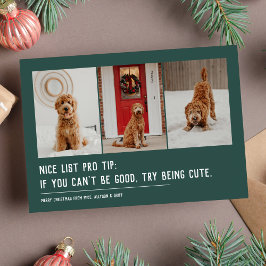 Mooie lijst met drie foto's met groene kerstmis feestdagenkaart