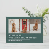 Mooie lijst met drie foto's met groene kerstmis feestdagenkaart (Staand voorkant)