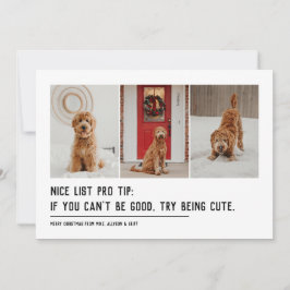 Mooie lijst met drie foto's met zwarte kerst feestdagenkaart