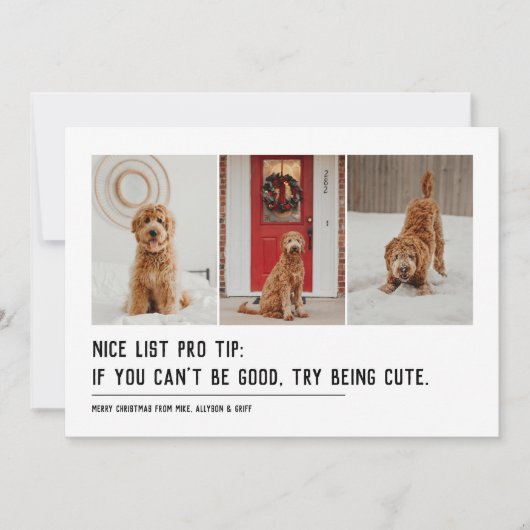 Mooie lijst met drie foto's met zwarte kerst feestdagenkaart (Voorkant)