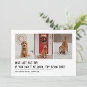 Mooie lijst met drie foto's met zwarte kerst feestdagenkaart (Staand voorkant)