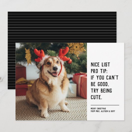 Mooie lijst zwarte witte kerstfoto feestdagenkaart (Voorkant / Achterkant)