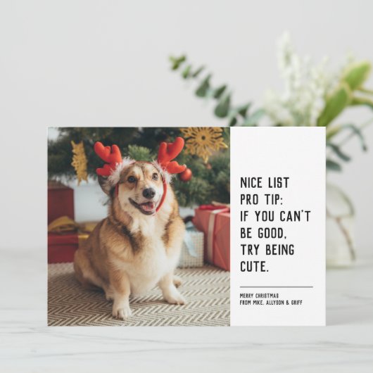 Mooie lijst zwarte witte kerstfoto feestdagenkaart (Staand voorkant)