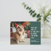 Mooie lijstje groene grappige kerstfoto feestdagenkaart (Staand voorkant)