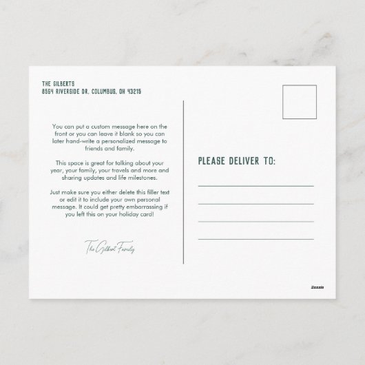 Mooie lijstje groene grappige kerstfoto feestdagenkaart (Achterkant)