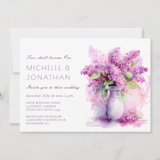 Mooie Lila Floral Christelijke Bijbelbruiloft Kaart (Voorkant)