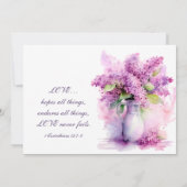 Mooie Lila Floral Christelijke Bijbelbruiloft Kaart (Achterkant)