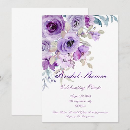 mooie lila paarse bruidsmeevrouwen uitnodiging (Voorkant / Achterkant)