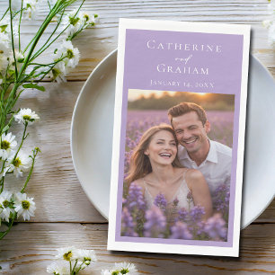 Mooie Lila Paarse Huwelijksfoto Op Maat Servet