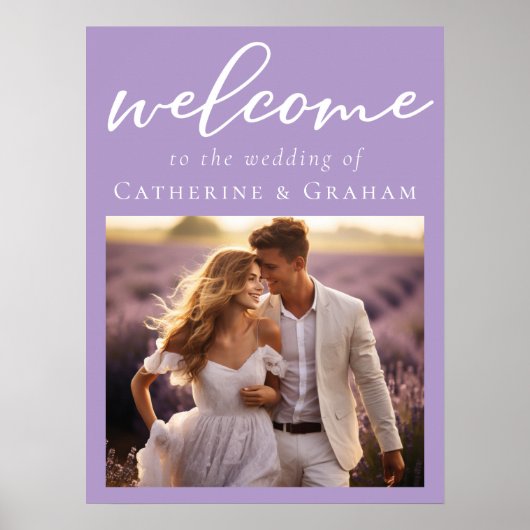 Mooie Lila Paarse paar foto bruiloft welkom Poster (Voorkant)