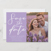 Mooie Lila Paarse paar foto voorjaar Save The Date (Voorkant)