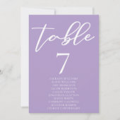 Mooie Lila Paarse Trouwtafel Kaart w Namen (Voorkant)