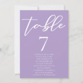 Mooie Lila Paarse Trouwtafel Kaart w Namen (Achterkant)