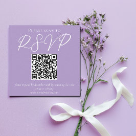 Mooie Lila Paarse witte bruiloft QR-code RSVP Informatiekaartje