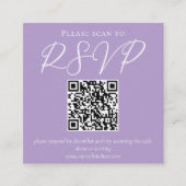 Mooie Lila Paarse witte bruiloft QR-code RSVP Informatiekaartje (Voorkant)